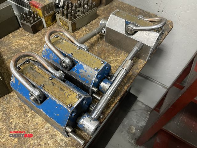 Lot 1-19386 - Lot of (3) YC Permanent Magnetic Lifters, 300 KG capacity.