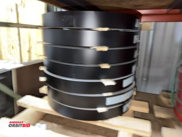 Lot 1-18776 - Lot of (7) 2.5" wide x .016" thickness aluminum banding, black on one side white on the other.