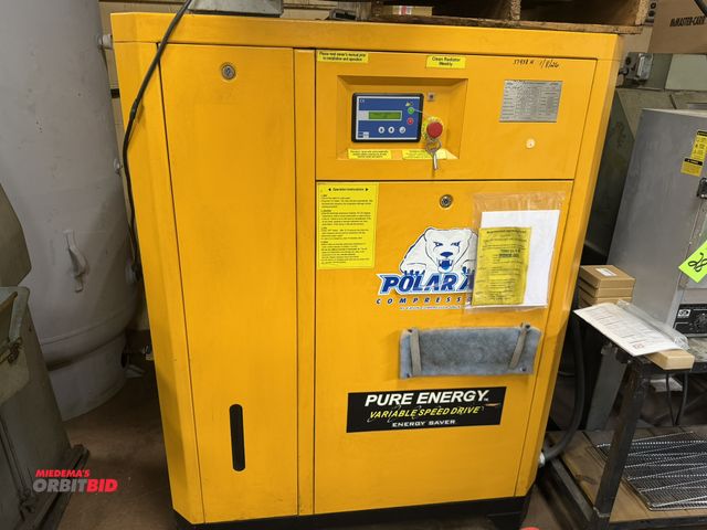 Lot 1-11027 - (1) Polar Air, model PRV0600003, rotary screw air compressor, 60 HP, 145 PSI, built in air dryer, Lo...