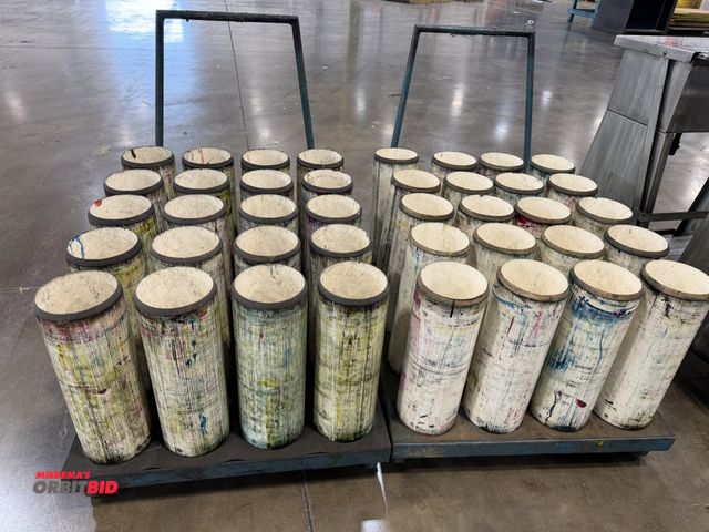 Lot 1-5110 - Lot of (2) matching 39" length x 6" height x 32" depth steel carts with 34" tall handle on one end, ...