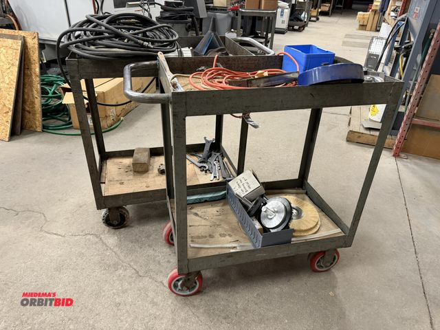 Lot 1-1975 - Lot of (2) Little Giant 30.5" length x 36.5" height x 18.5" depth, 2-tier steel shop carts with asso...