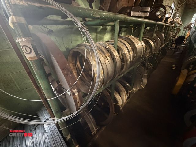Lot 1-18777 - (1) 8' length x 59" height x 18" depth, 3-tier tube steel rack with contents of rolls of non-magneti...
