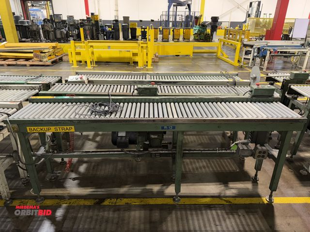 Lot 1-5295 - Set of (3) 15" width x 8' length powered conveyor sections with push button controls, 3/4 HP, 3-phas...