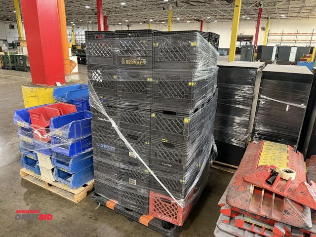 Lot 1-5564 - Lot of (45) milk crates, and (6) approx. 11" x 8" x 14" plastic storage containers.