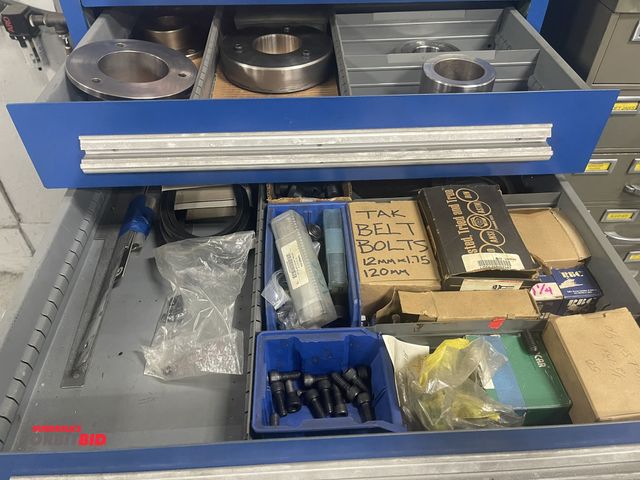 Lot 1-19292 - Contents of drawer #2 and 3, includes large lot of assorted custom spacers, 12mm belt bolts, assorte...