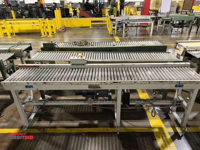 Lot 1-5296 - Set of (3) 15" width x 8' length powered conveyor sections with push button controls, 3/4 HP, 3-phas...