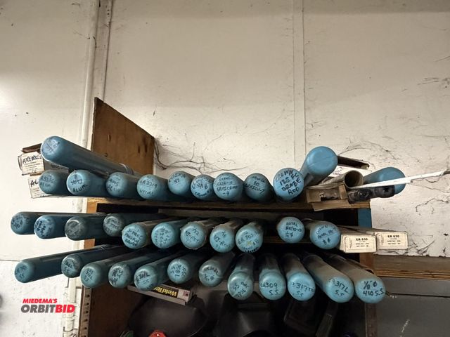 Lot 1-6457 - Large lot of assorted welding and brazing rod with a 36" width x 72" height x 24" depth bolt-togethe...