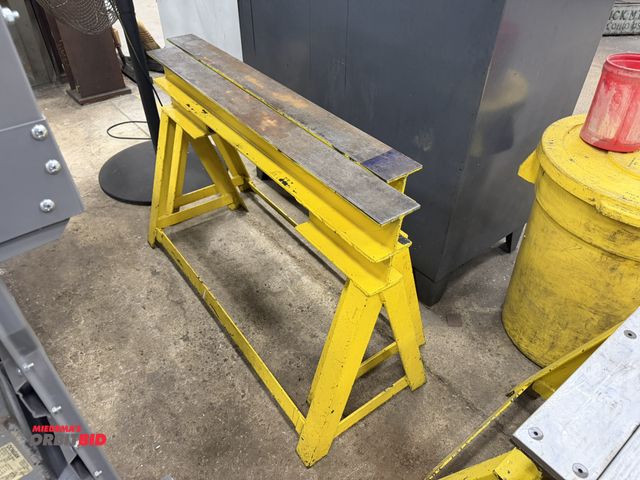 Lot 1-15249 - (2) heavy duty steel saw horses, 48" x 4" x 30" tall.