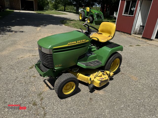 Lot 1-3206 - John Deere 345 Riding Lawn Mower 48" Deck, hydro start, electric lift, John Deere 42" snow blower at...