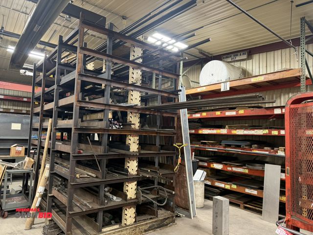 Lot 1-2016 - (1) 80.5" width x 136" height x 130" depth custom built, heavy duty steel rack with contents of asso...