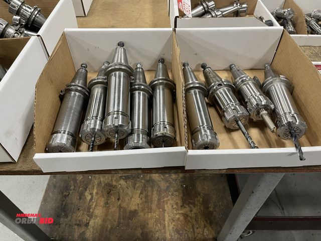 Lot 1-19374 - Lot of (9) Pioneer Cat 40 tool holders, long collet neck style.