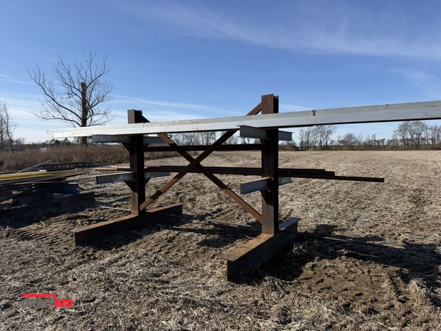 Lot 1-2946 - (1) heavy duty steel storage rack, 128" wide x approx. 9' deep x 99" tall, includes assorted stock m...