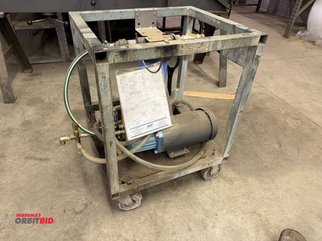 Lot 1-15084 - (1) custom built pump cart with a 208/230/460V, 3 HP, 3 phase electric motor, and 25" x 26" x 21.5" ...
