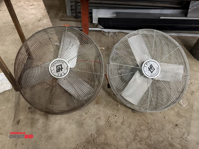 Lot 1-1479 - Lot of (2) TPI Industrial 30" diameter, 3-blade post mount fans with 120V, single phase electric mot...