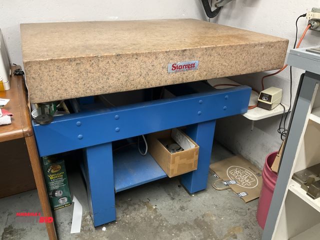Lot 1-11994 - Starrett 48” width x 6” height x 36” depth granite surface plate with a 44” width x 33” height x 32”...