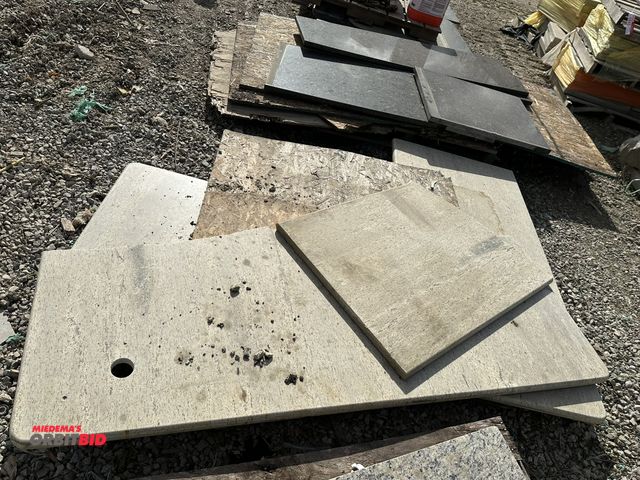 Lot 1-15848 - (2) skids of assorted granite pieces, countertops, some broken, includes sizes approx. 5' x 19".