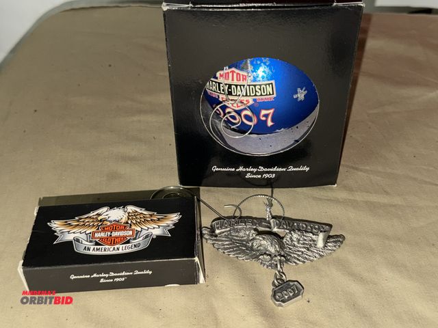 Lot 1-8258 - Lot of assorted collectable Harley Davidson Christmas ornaments, includes (1) 2007 Harley Davidson m...