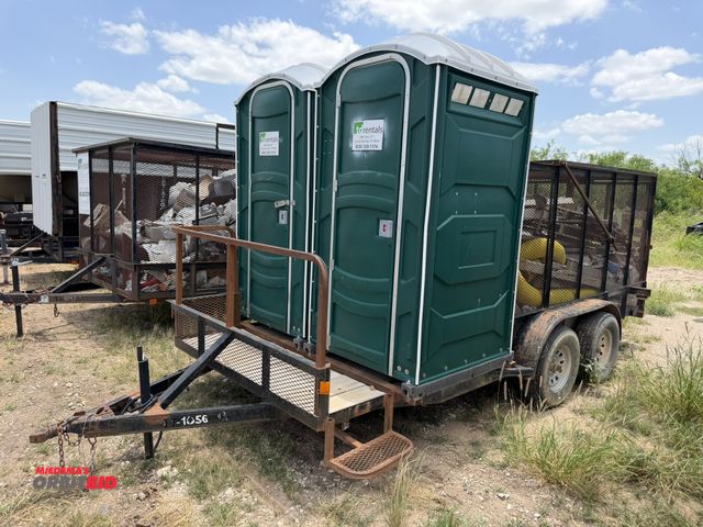 Lot 1-9488 - 2012 Assembled Trash/Porta John Trailer tandem axle, 16' long x 77" wide, steel frame with wood deck...