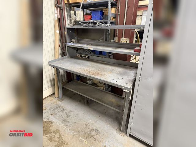 Lot 1-15546 - (1) 3-tier steel shop table, 60" x 30" deep x approx. 60" tall.