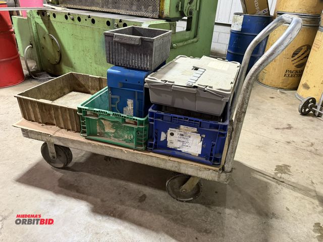 Lot 1-15062 - (1) approx. 48" length x 12" height x 24" depth aluminum tread plate flat cart with a 26" tall remov...