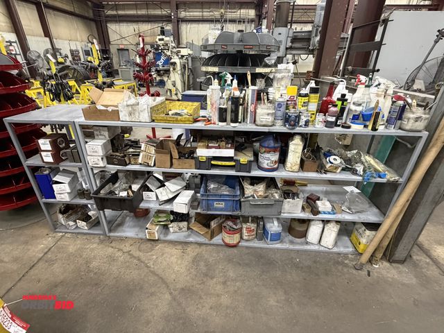 Lot 1-15234 - (1) heavy duty 3-tier steel shop table, 89" length x 20" depth x 41" height, and (1) smaller table, ...