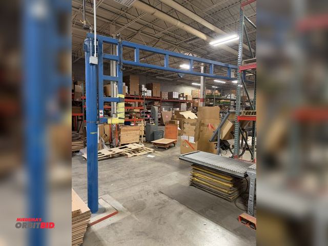 Lot 1-17504 - (1) Gorbel 150 lb. capacity, free standing jib crane, approx. 14' arm, height from ground to top of ...