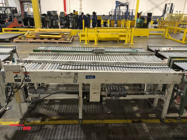 Lot 1-5294 - Set of (3) 15" width x 8' length powered conveyor sections with push button controls, 3/4 HP, 3-phas...