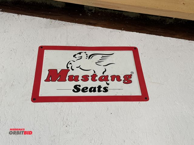 Lot 1-8171 - (1) approx. 16" width x 12" height tin reproduction "Mustang Seats" sign.