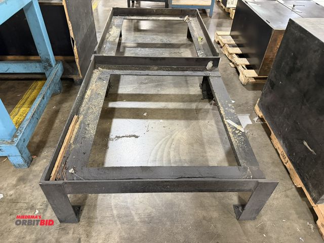 Lot 1-5429 - Lot of (2) 50" width x 16" height x 43.5" depth heavy duty angle steel, custom built skid platforms.