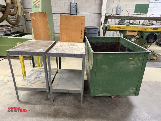 Lot 1-16214 - Lot including (2) 20" width x 33" height x 28.5" depth, 2-tier steel stands (one has a bent leg), an...