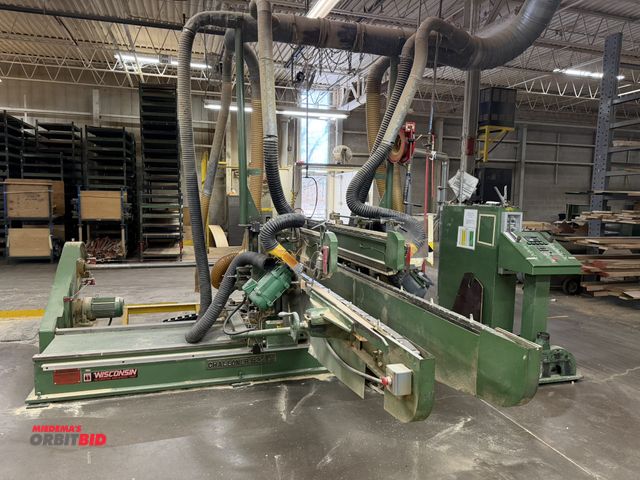 Lot 1-16322 - (1) Challoner, model 527TS, double end Tenoner, with 14' length capacity, 3 saws per side, 5 HP feed...