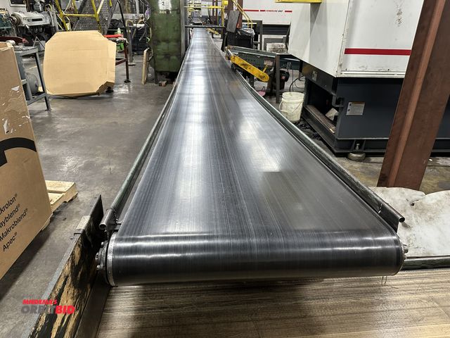 Lot 1-14349 - (1) Hytrol approx. 107-1/2' length x 30" width belt over roller conveyor, model TR, SN NA, 440 V 3 p...