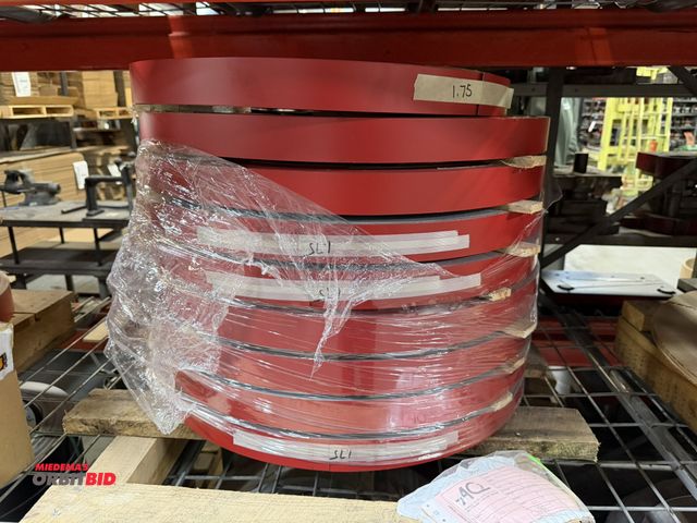 Lot 1-18675 - Lot of (9.5) 3/4" x .016" PPR, pre painted red anodized aluminum coils.