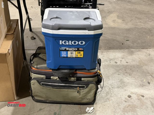 Lot 1-18596 - Lot including Igloo 16 quart cooler with Uline, model S-12763, 64 oz. foam refrigerant pack, and (1)...