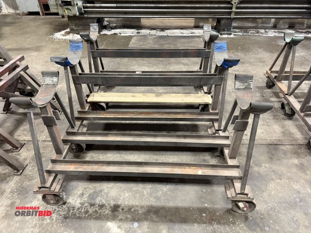 Lot 1-6486 - Lot of (3) rolling pipe racks, approx. 56" x 24" x 33" tall.