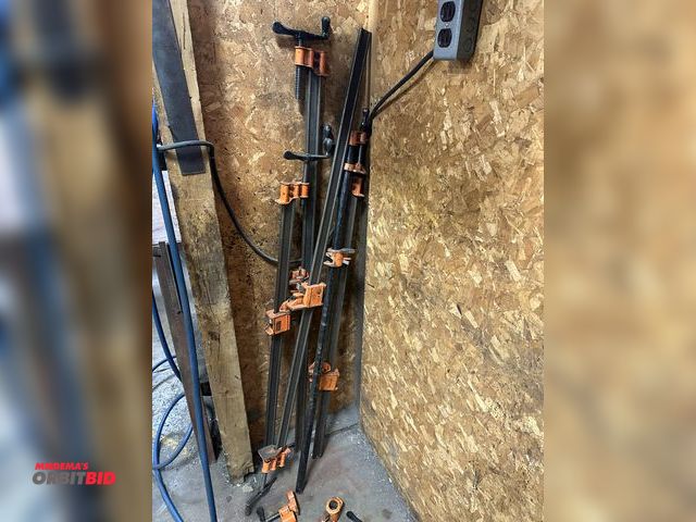 Lot 1-14416 - (5) Assorted pony bar clamps with additional pony clamp hardware.