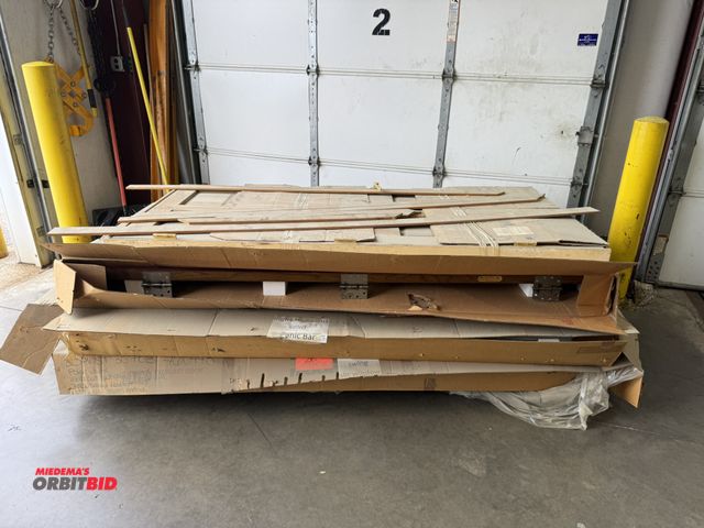 Lot 1-19557 - Lot of assorted doors, includes (1) right hand out solid door with panic bar (may be missing glass),...