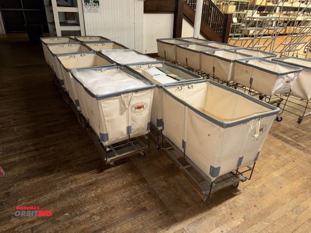 Lot 1-4932 - Lot of (9) Dandux 6-bushel canvas product carts, does not include carts shown in photo, carts only.