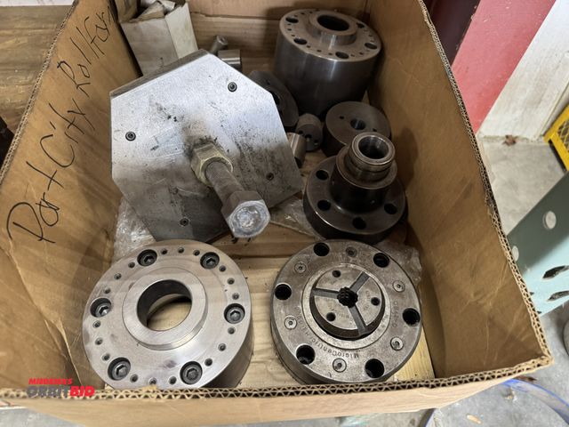 Lot 1-19483 - Lot of assorted machine tooling, includes (1) MicroCentric 6", 3-jaw chuck, mounting adapter, and mo...