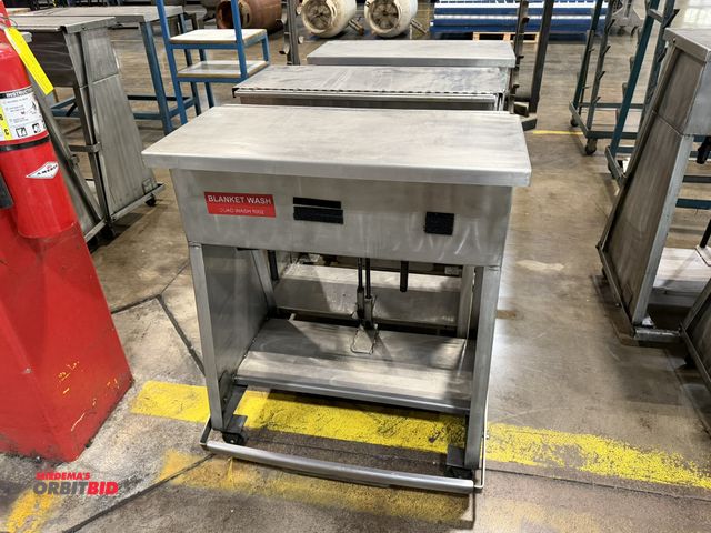 Lot 1-5112 - Lot of (2) 32" width x 37" height x 16" depth custom built stainless steel parts washers with foot c...
