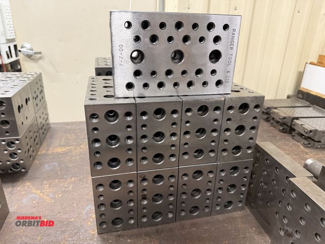 Lot 1-1891 - Lot of (9) 8" x 5" x 3" blocks with threaded holes.