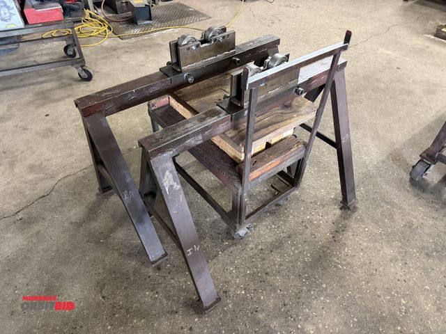 Lot 1-6423 - Set of (2) 42" length x 30" height heavy duty steel saw horses with adjustable width rollers (adjust...