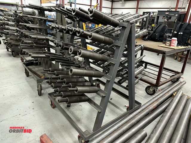 Lot 1-19222 - (1) 40" width x 54" height x 41" depth steel cart with assorted sizes and styles of rollform spacers...