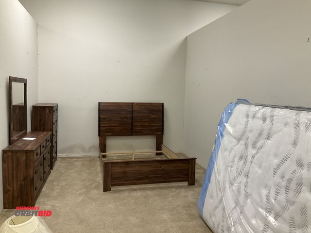 Lot 1-17265 - Bedroom set including; Queen-size bed frame with headboard, box spring, mattress, vertical five-tier...