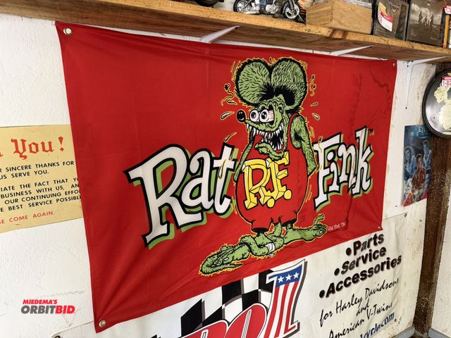 Lot 1-8244 - (1) collectible 58" width x 34" height Rat Fink collectible tapestry.