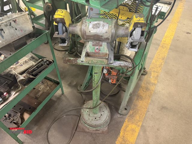 Lot 1-18702 - (1) make and model unknown 120V, 4" bench grinder with a 33" stand, in working condition.