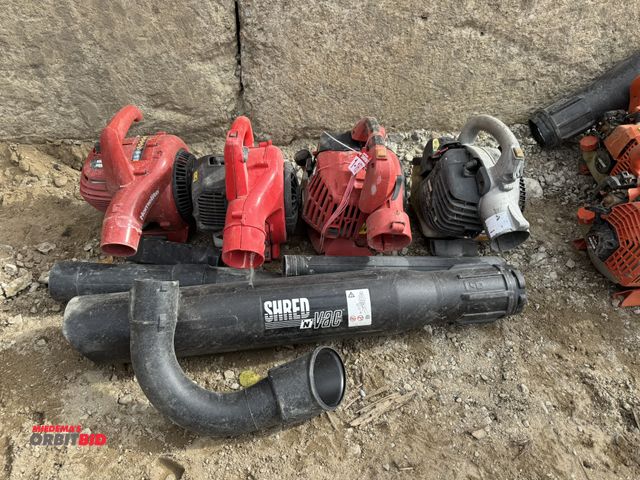 Lot 1-16060 - Lot of (4) gas powered hand blowers, for parts or repair, includes Homelite, Craftsman, and Shred &a...