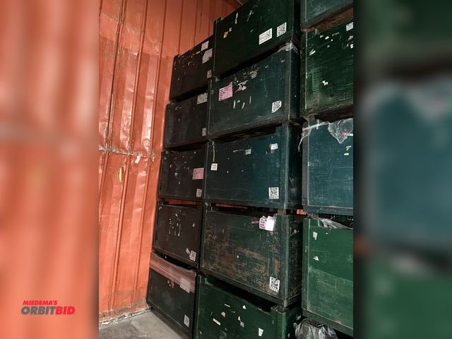 Lot 1-14435 - (10) 44" x 26" x 44" stackable steel flat bottom bins