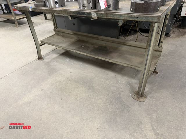 Lot 1-1902 - (1) 72" width x 34" height x 28" depth steel work bench with lower shelf (has drawer rollers that ar...