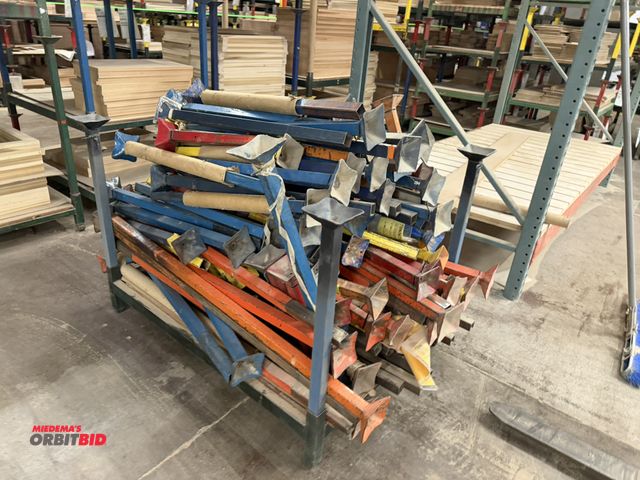 Lot 1-16698 - (1) rack filled with assorted size stacking legs for racks.